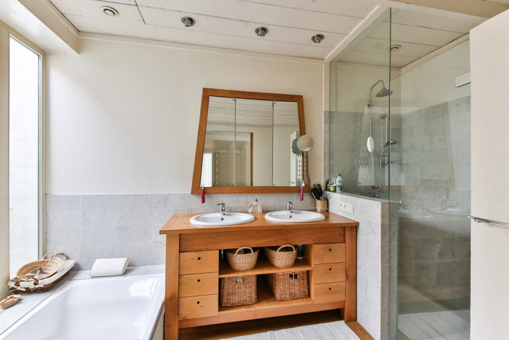 A custom glass shower enclosure in Las Vegas.